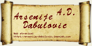 Arsenije Dabulović vizit kartica